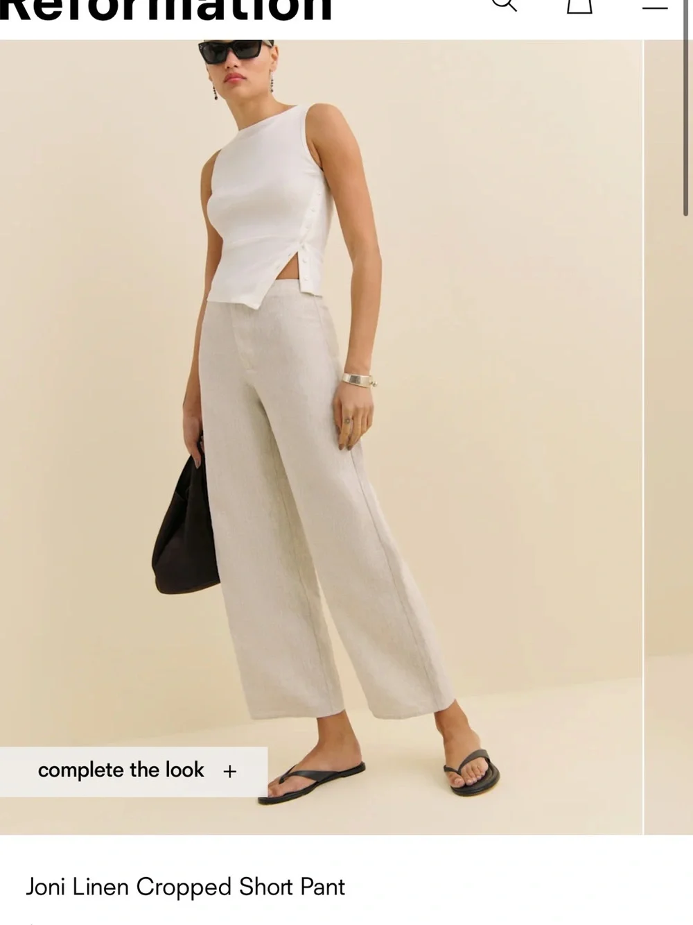 Reformation Joni Linen Pants in Natural Beige size 6P